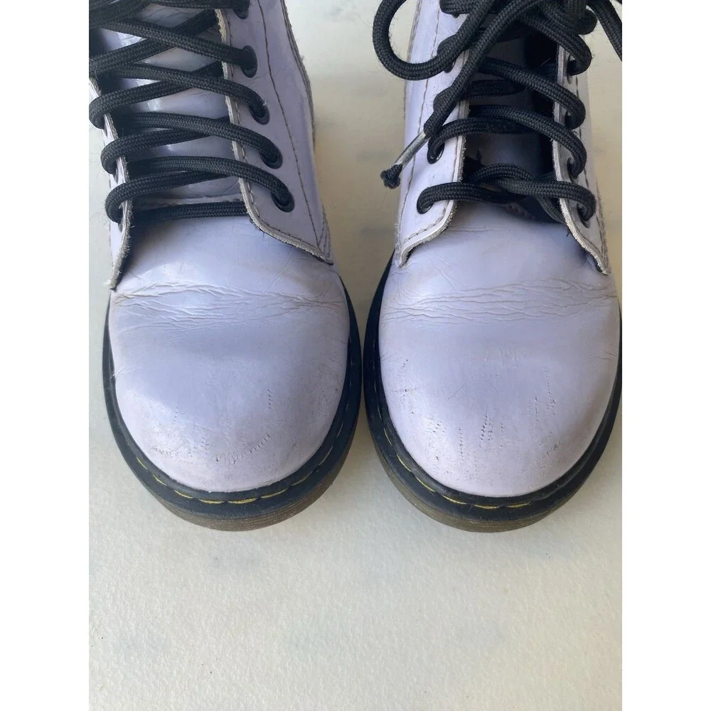Dr Martens Delaney Kids Boot Size US 1 Purple Patent Leather Size Zip 1460